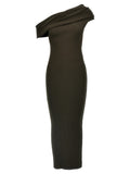 Courreges Twist Rib Knit Long Dress