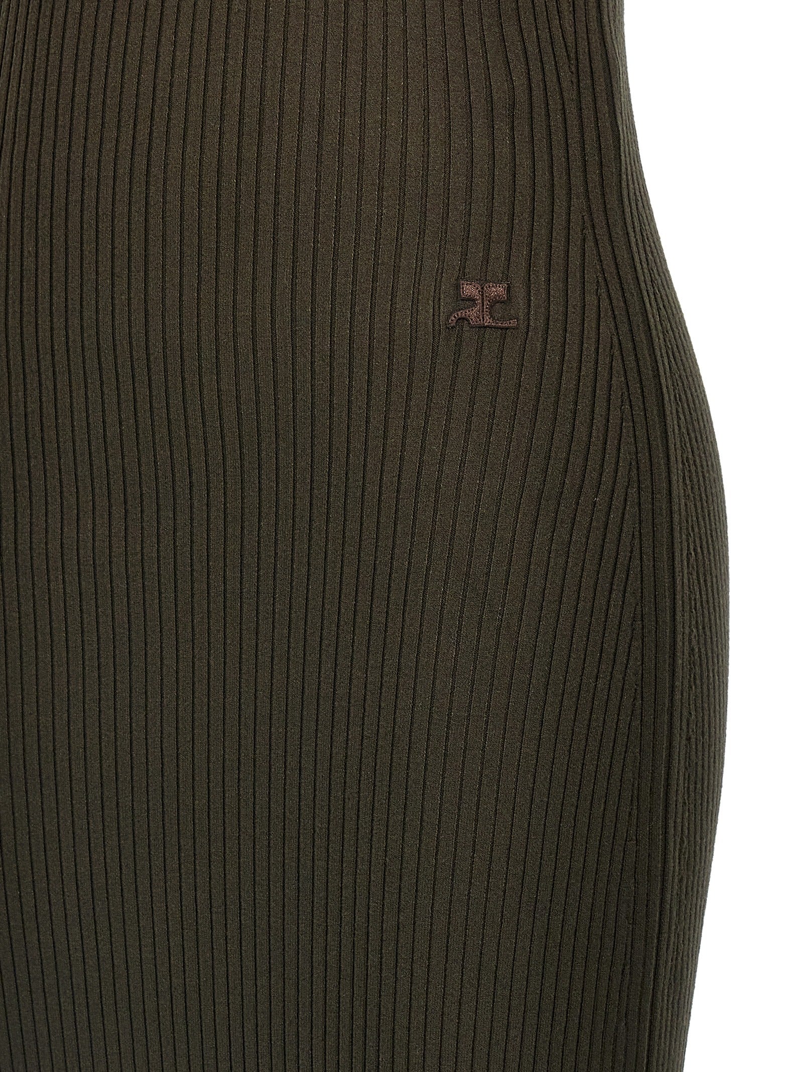 Courreges Twist Rib Knit Long Dress