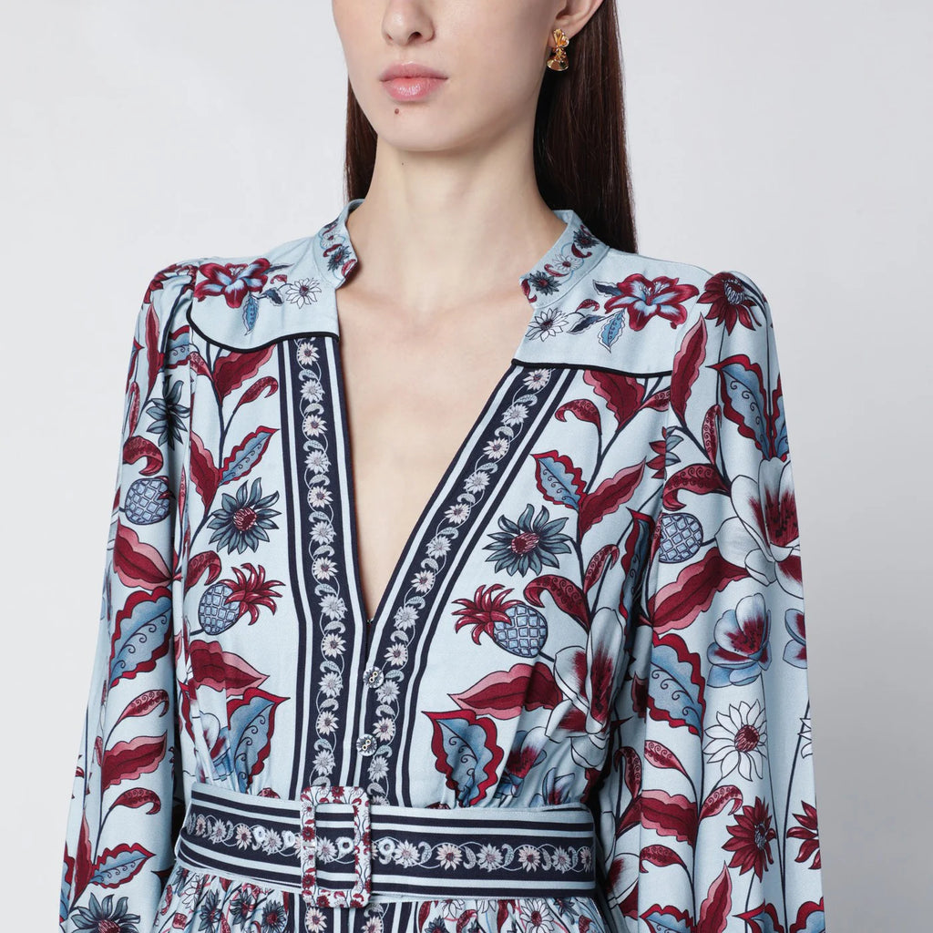 FARM Rio Light blue midi dress with floral print