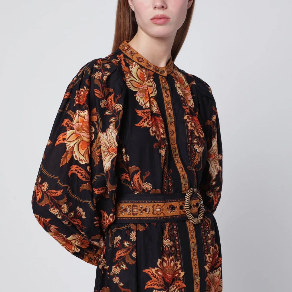 FARM Rio Black Majestic Garden mini dress