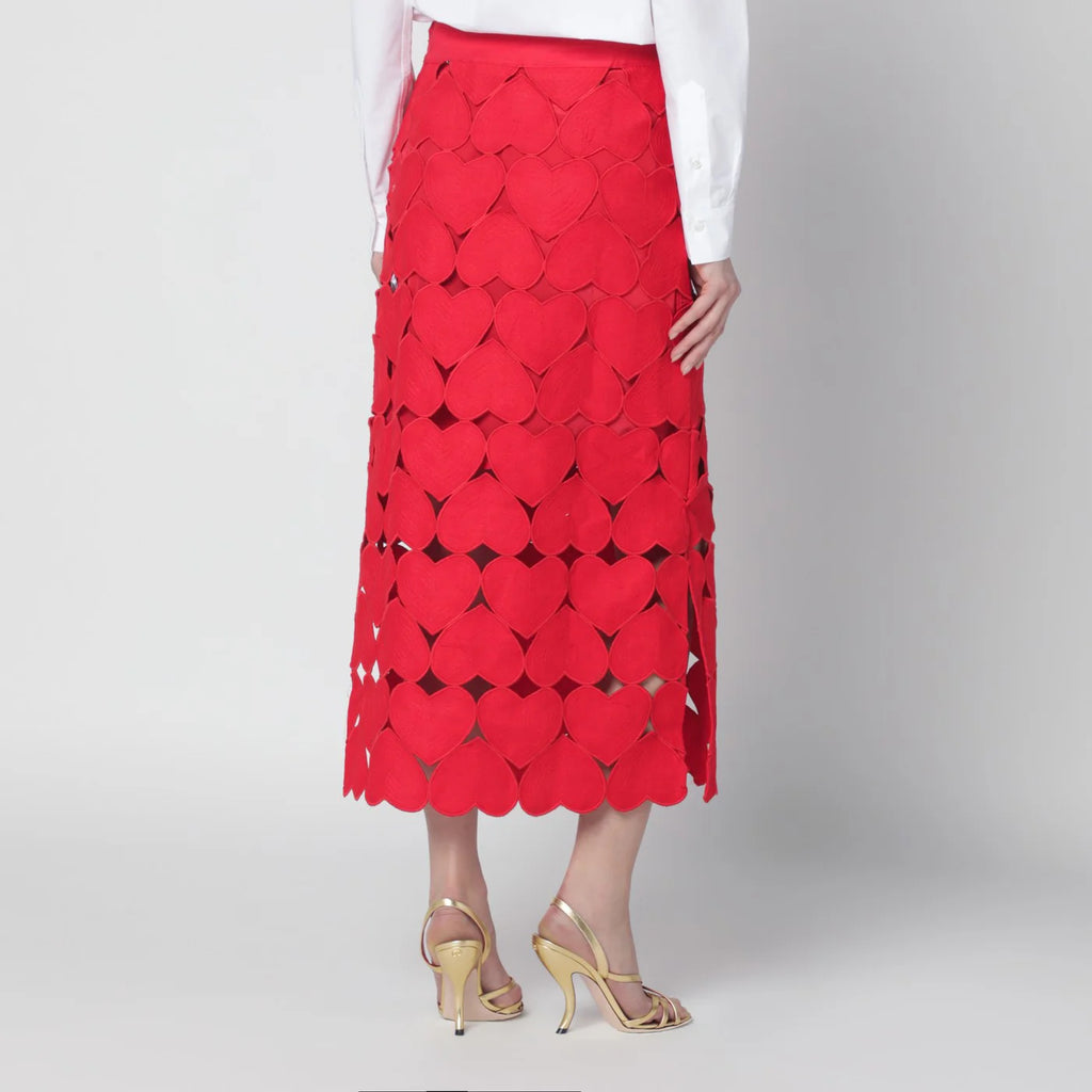 FARM Rio Red linen Hearts skirt