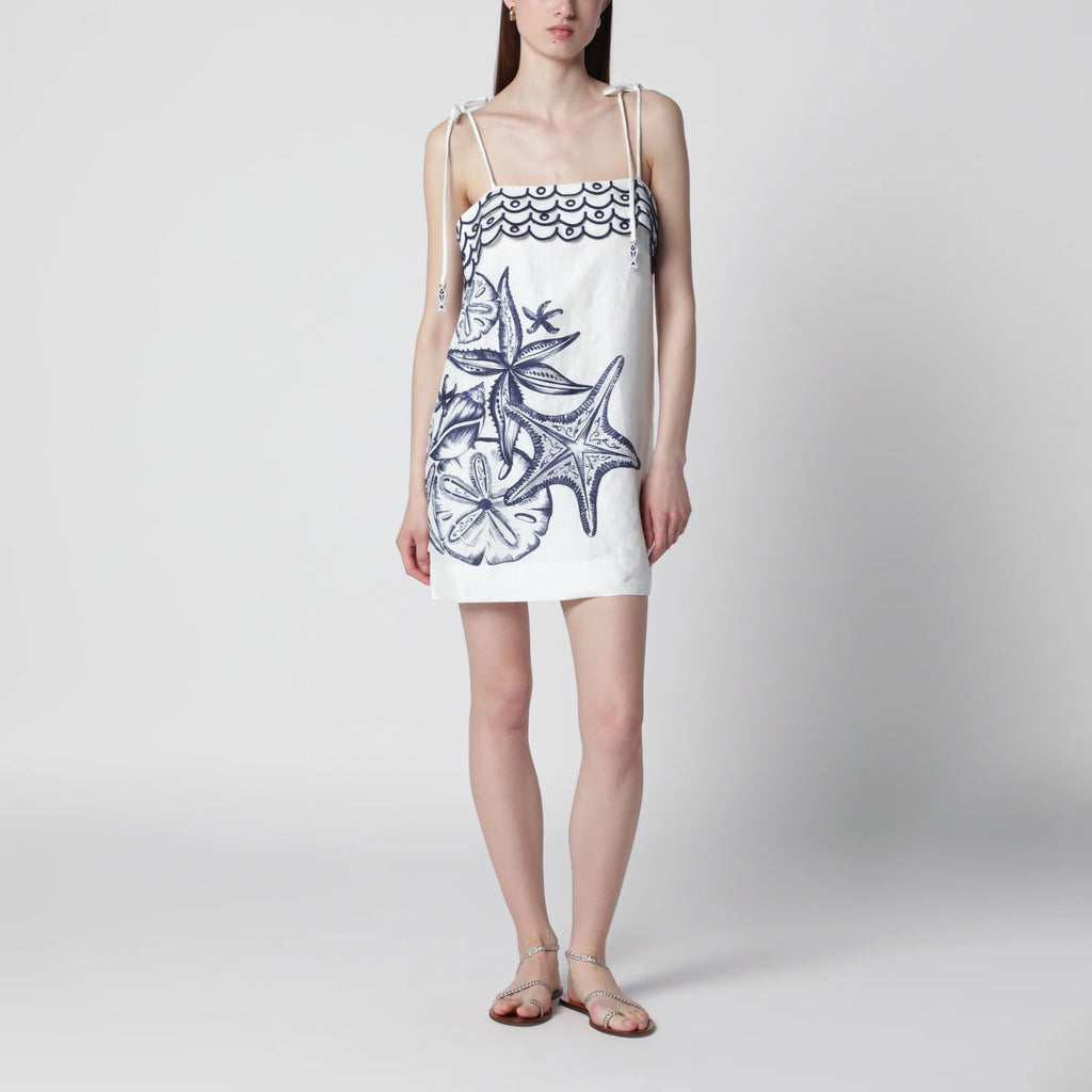 FARM Rio Coast Stars printed linen midi dress