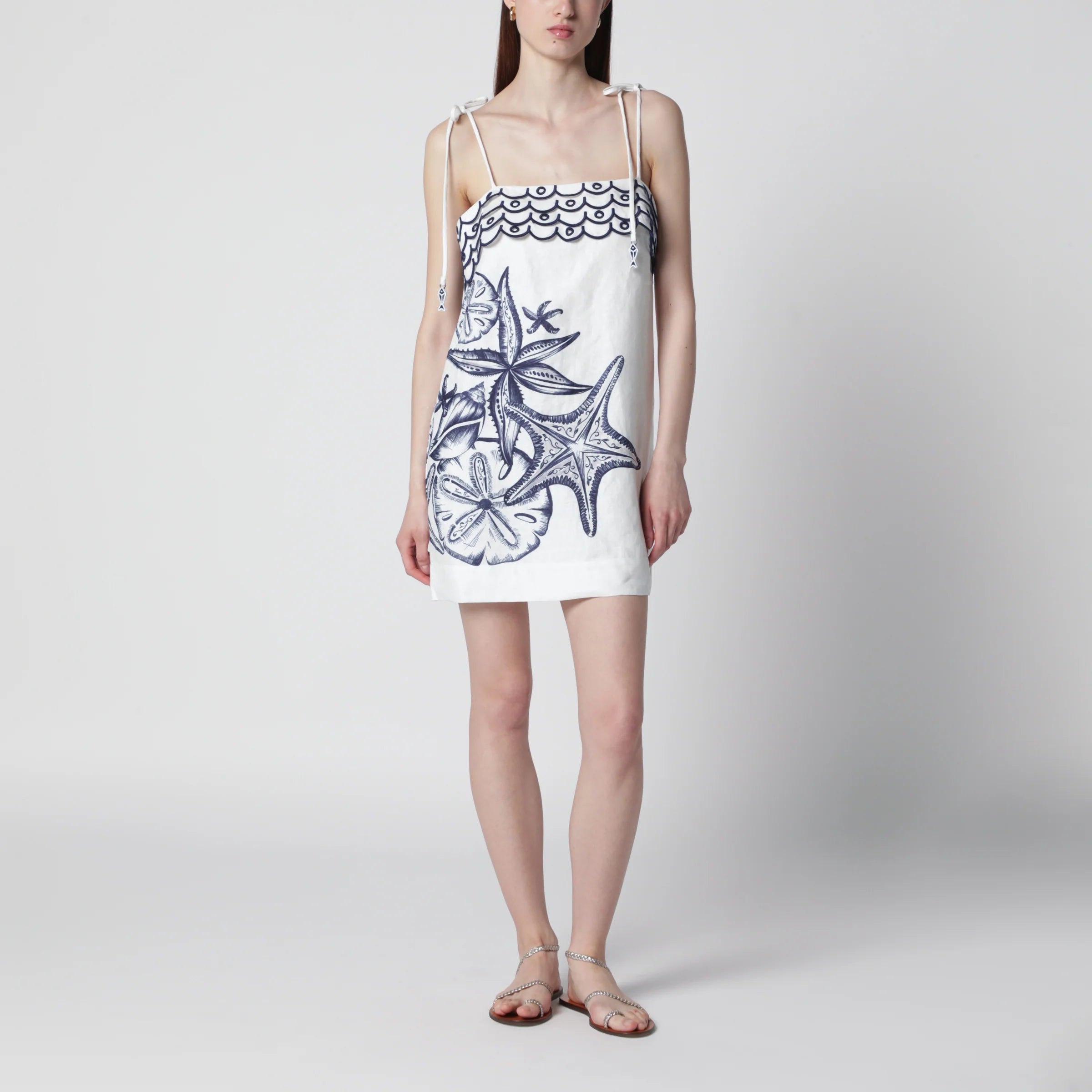FARM Rio Coast Stars printed linen midi dress
