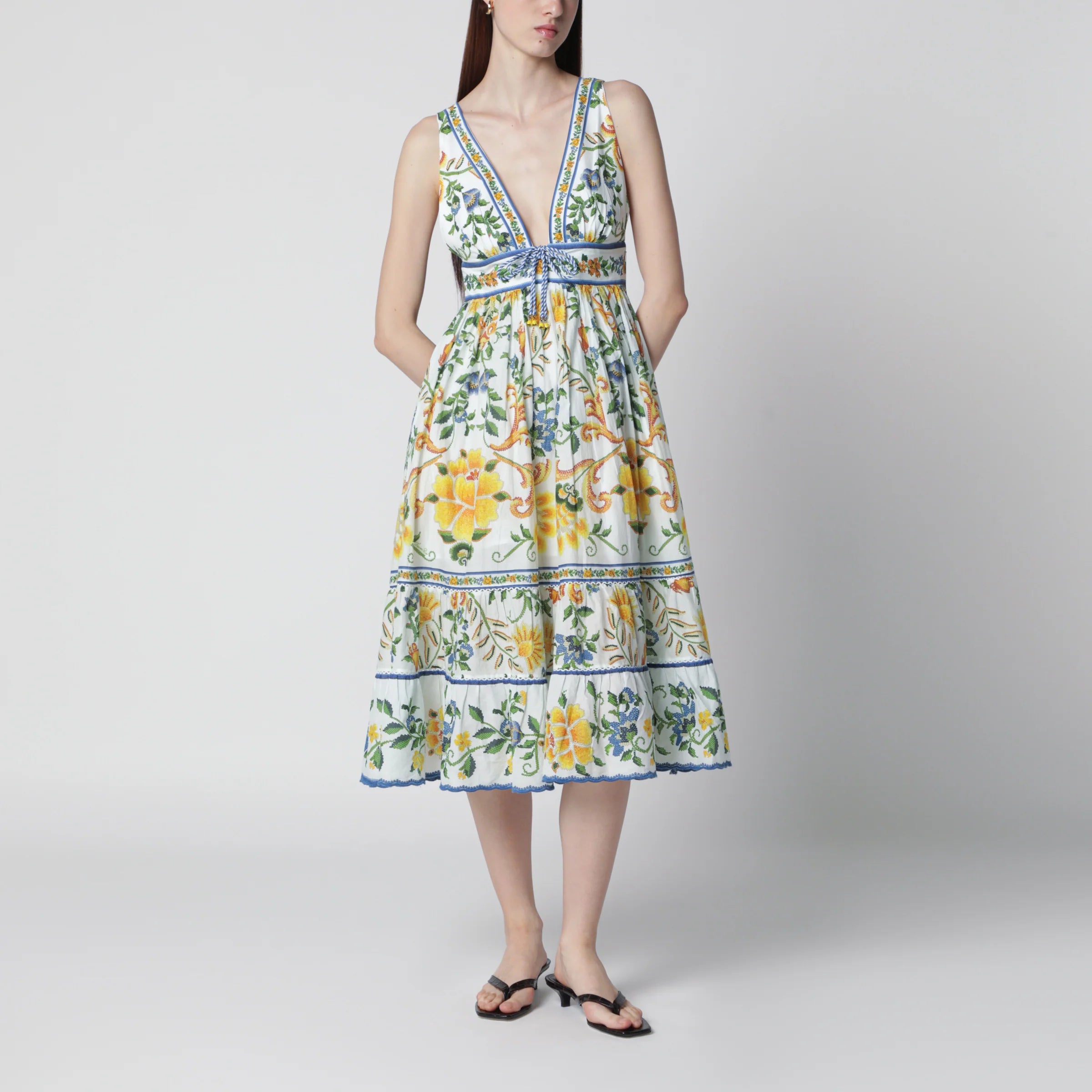 FARM Rio Emily Floral Tapestry midi dress