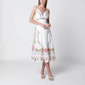 FARM Rio Ivory midi dress with floral embroidery