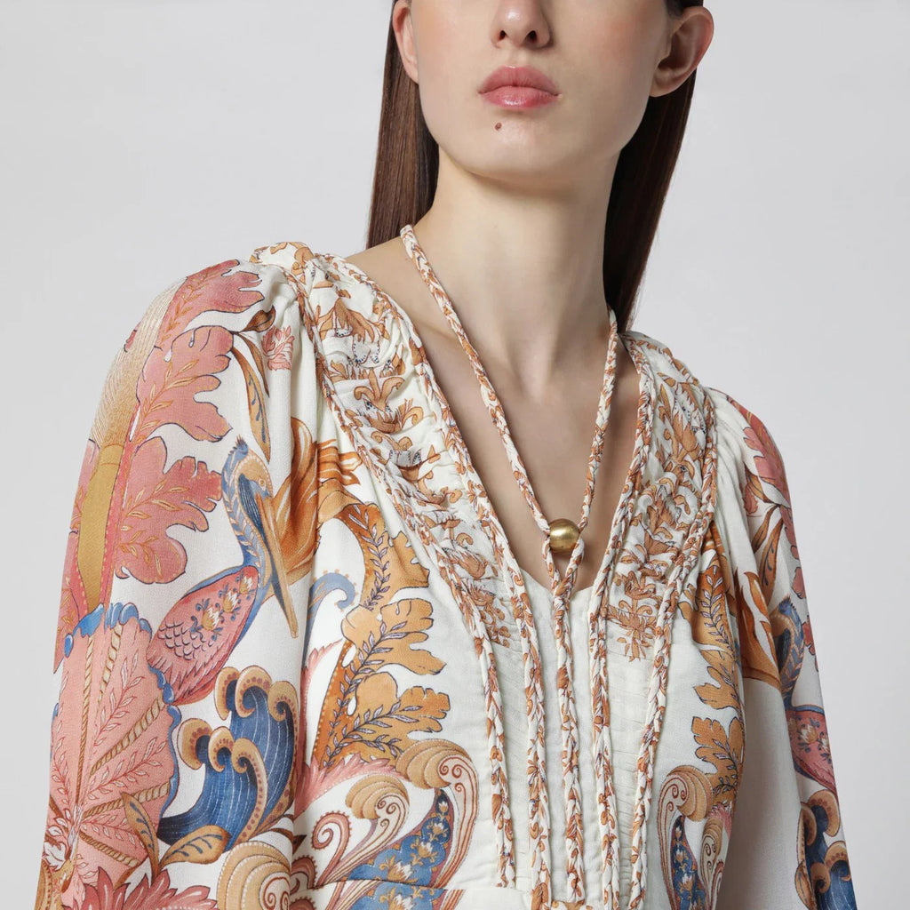 FARM Rio White Sea Garden dress with tiered ruffles