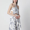 FARM Rio Coast Stars cropped top in linen blend