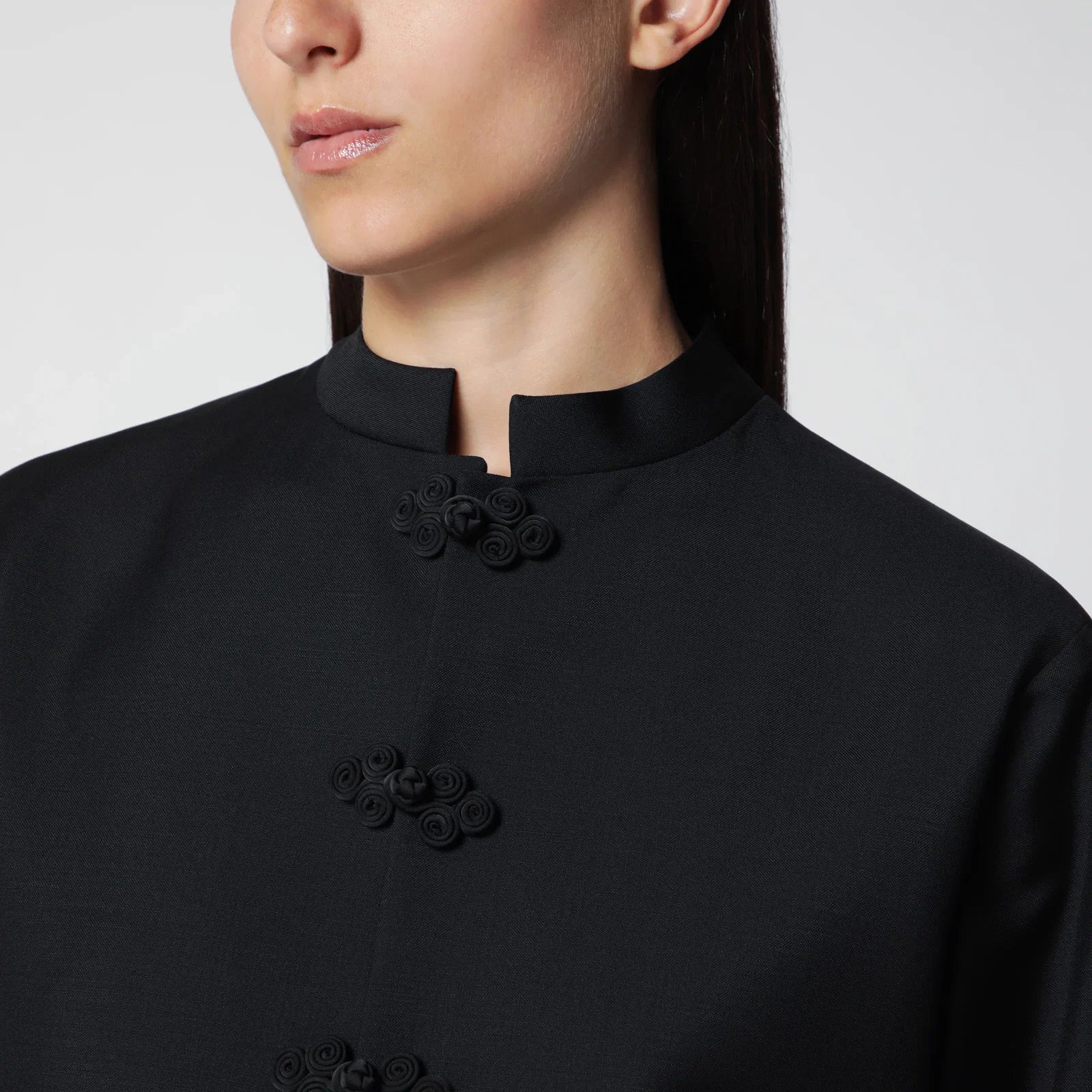 Róhe Black Wool Jacket with Pankou Closure