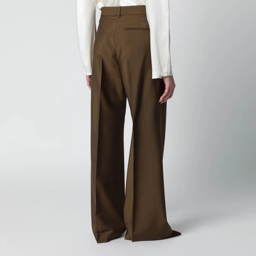 Róhe Light brown wool-blend trousers