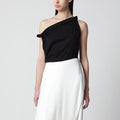 Róhe Black asymmetrical top in cotton and silk blend