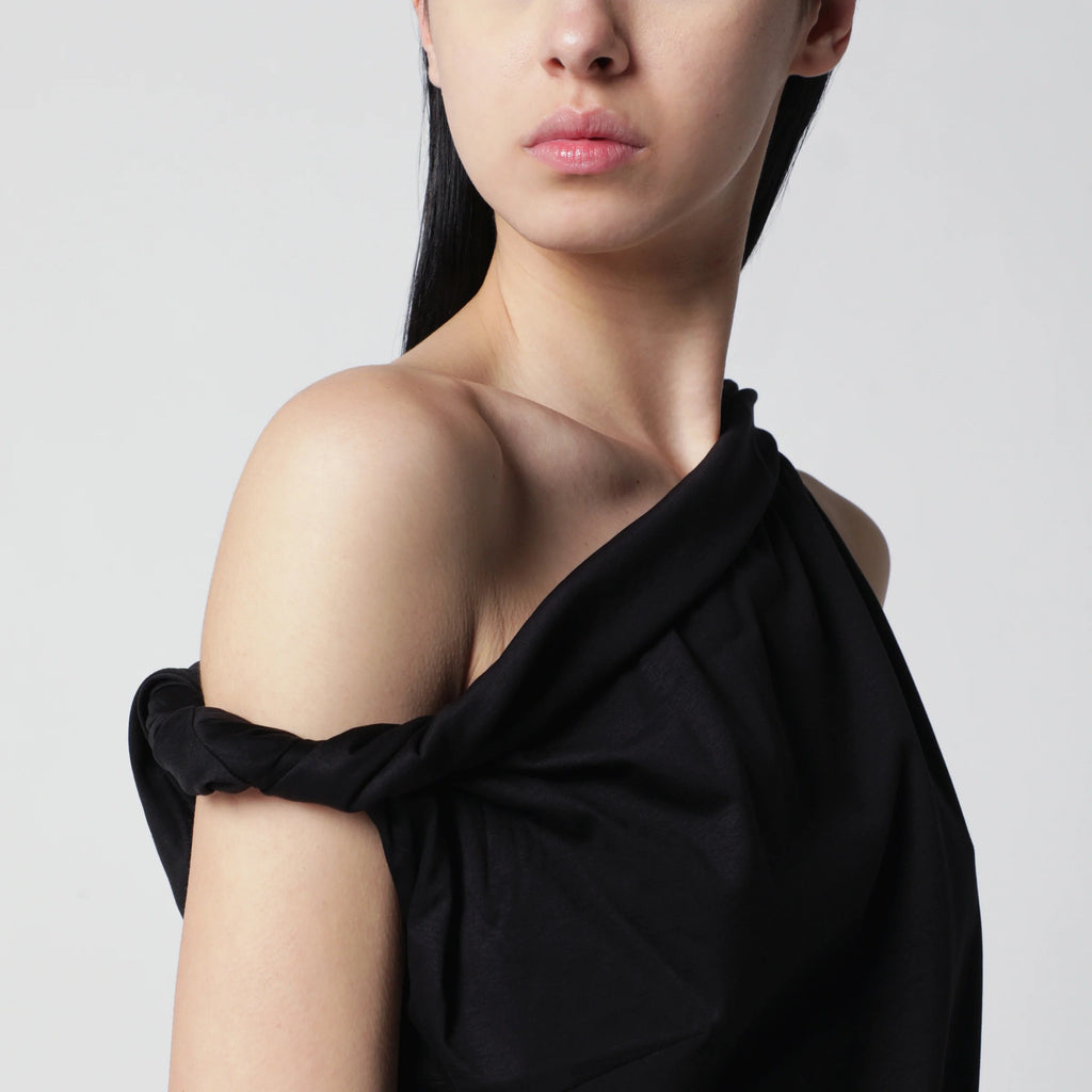 Róhe Black asymmetrical top in cotton and silk blend