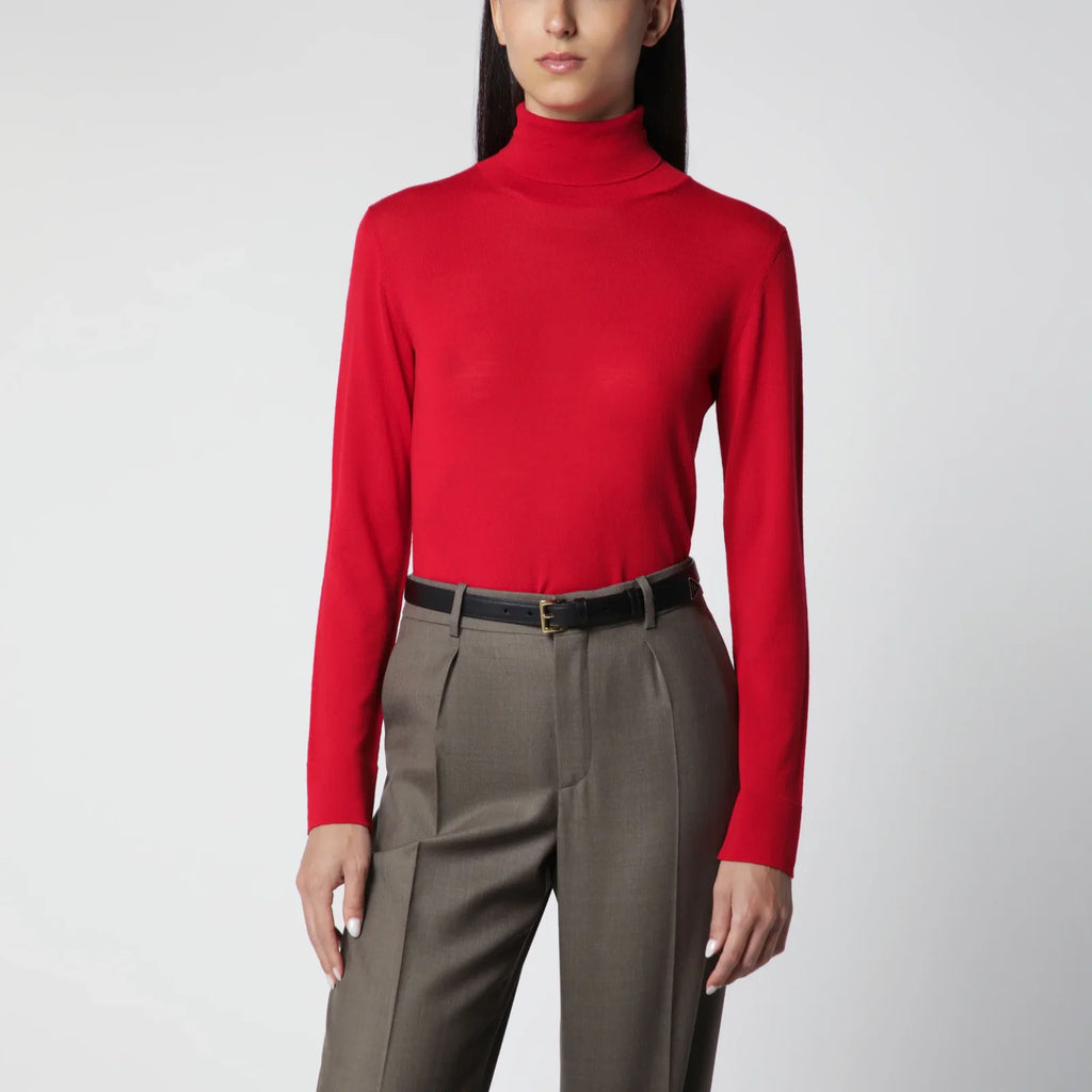Róhe Red Fine-Knit Wool and Cashmere Turtleneck
