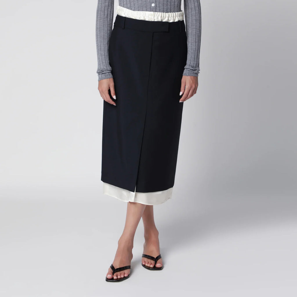 Róhe Navy Blue Skirt with Boxer Detail