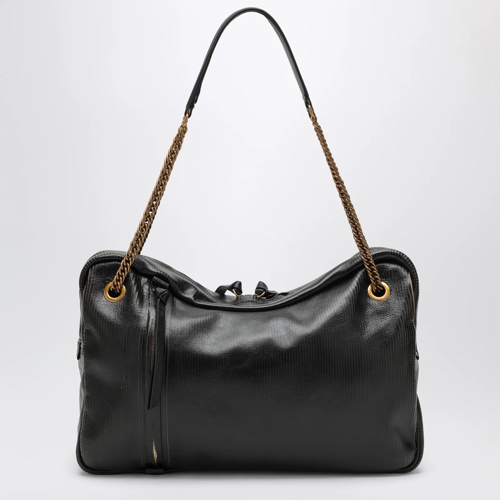 Vivienne Westwood Dolce Large shoulder bag in textured calf leather black/beige