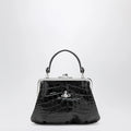 Vivienne Westwood Granny Frame purse in croc-embossed black leather
