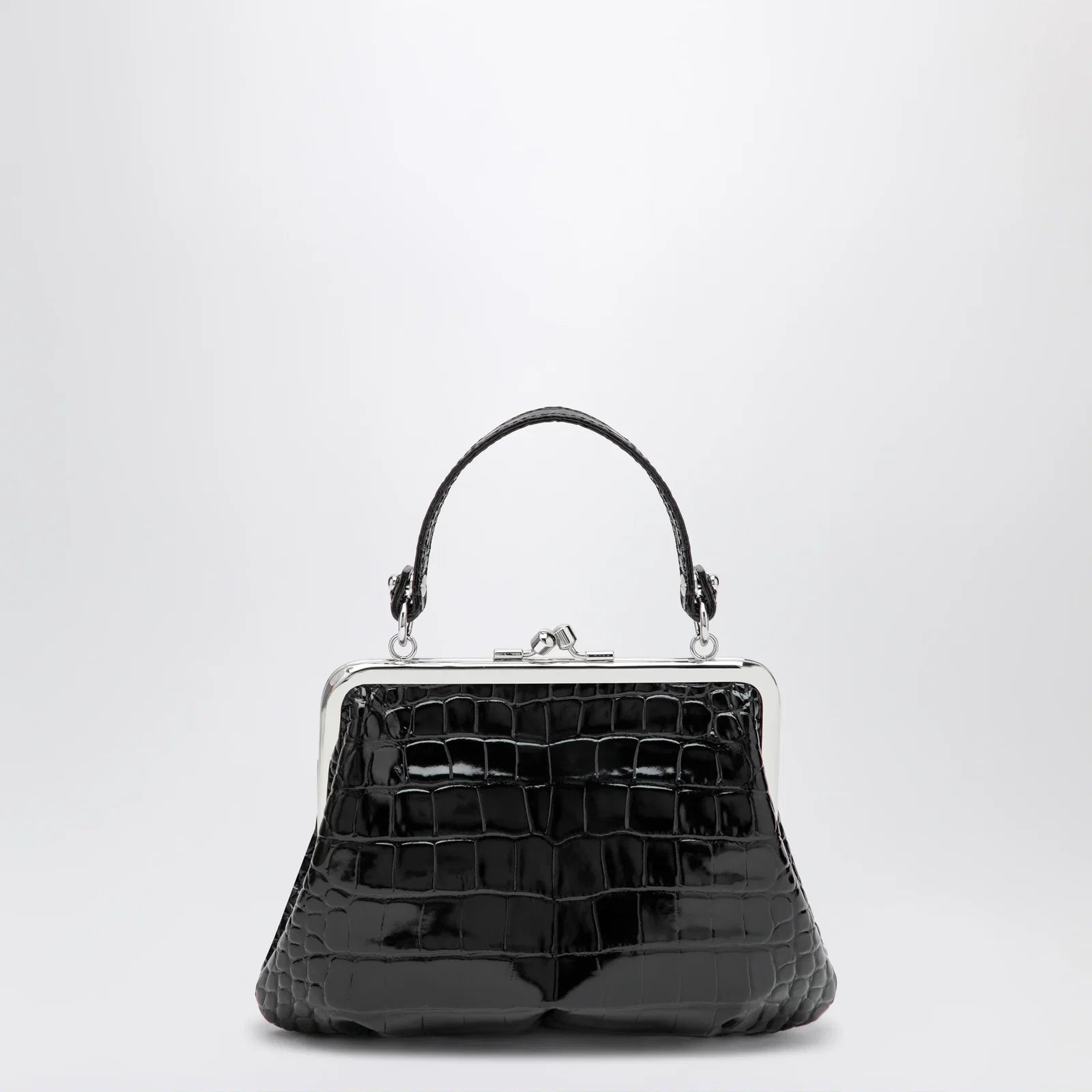 Vivienne Westwood Granny Frame purse in croc-embossed black leather