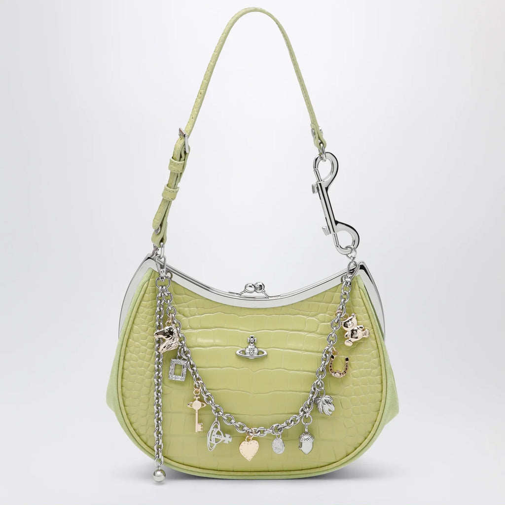 Vivienne Westwood Charm bag in lime croc-effect patent leather