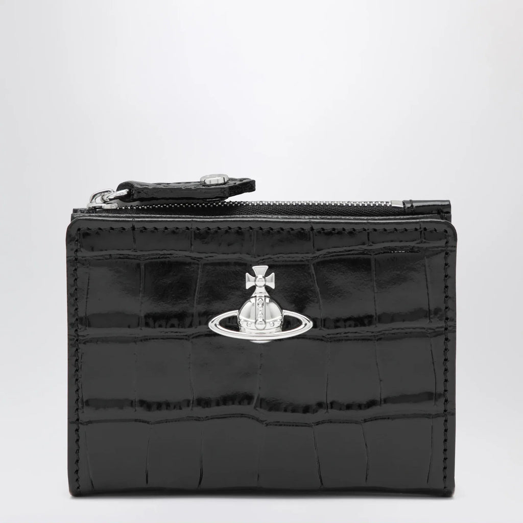 Vivienne Westwood Slim Flap crocodile-embossed leather card holder, black