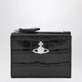 Vivienne Westwood Slim Flap crocodile-embossed leather card holder, black