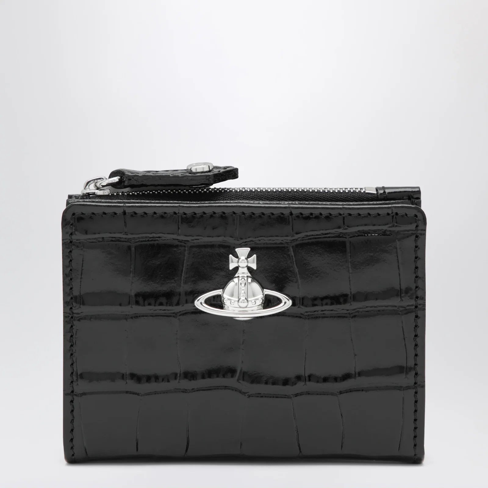 Vivienne Westwood Slim Flap crocodile-embossed leather card holder, black
