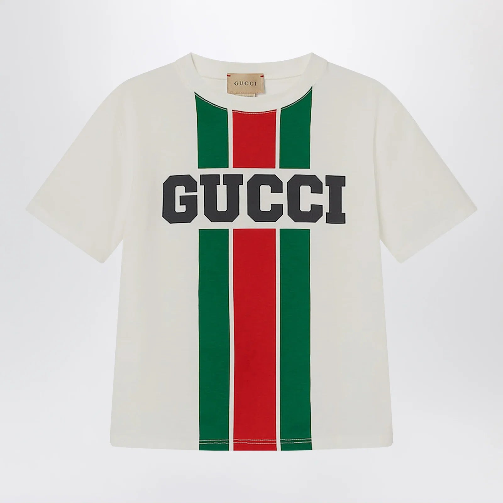 GUCCI White cotton T-shirt with logo print