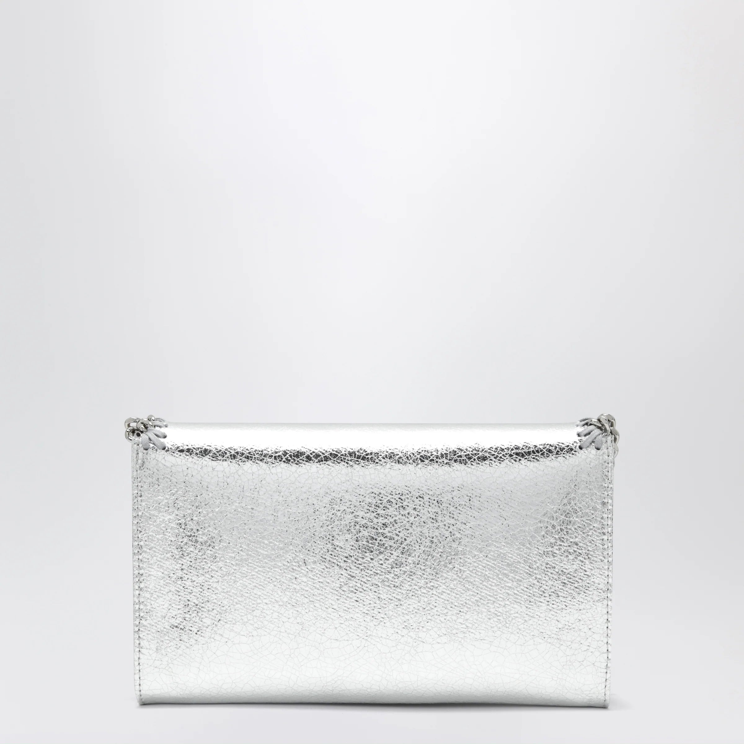 Stella McCartney Falabella metallic silver crossbody wallet bag