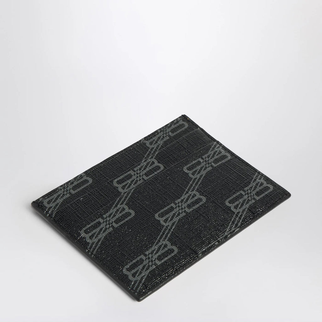 Balenciaga Signature card holder in black and grey BB Monogram coated canvas