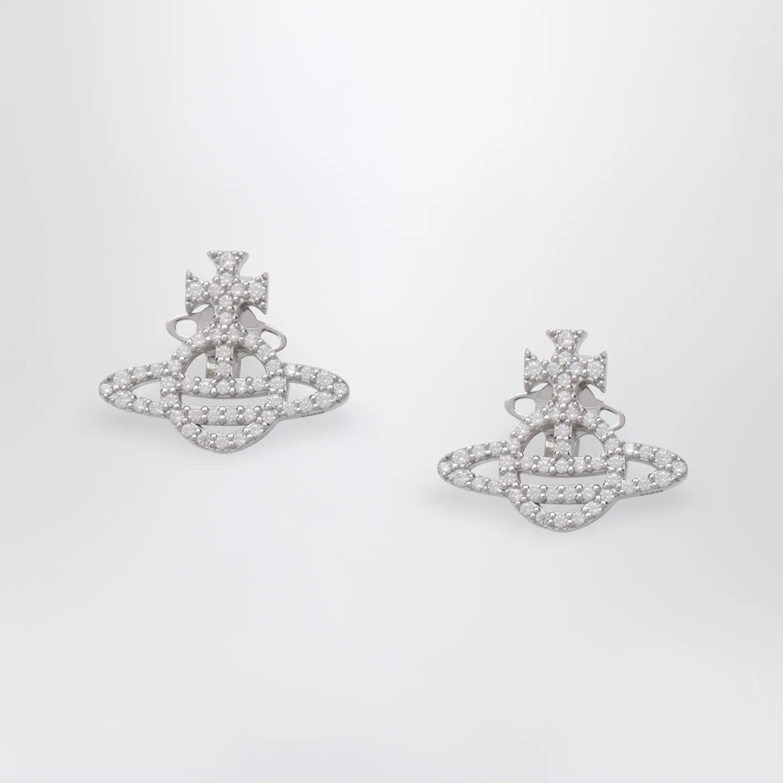 Vivienne Westwood Platinum-Tone Metal Orb Earrings with Crystals
