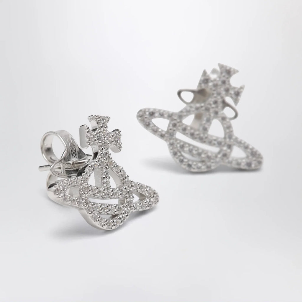 Vivienne Westwood Platinum-Tone Metal Orb Earrings with Crystals