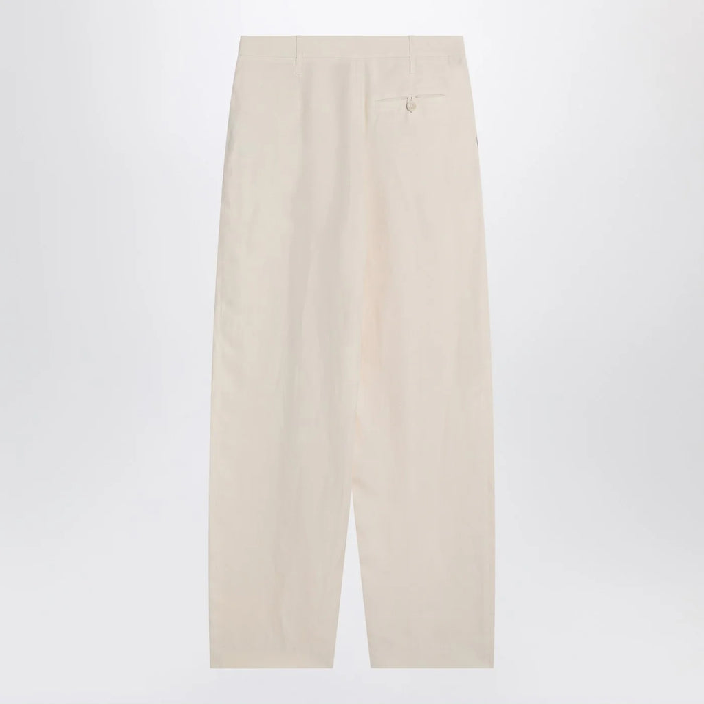 Stella McCartney Wide butter-coloured pants in linen blend
