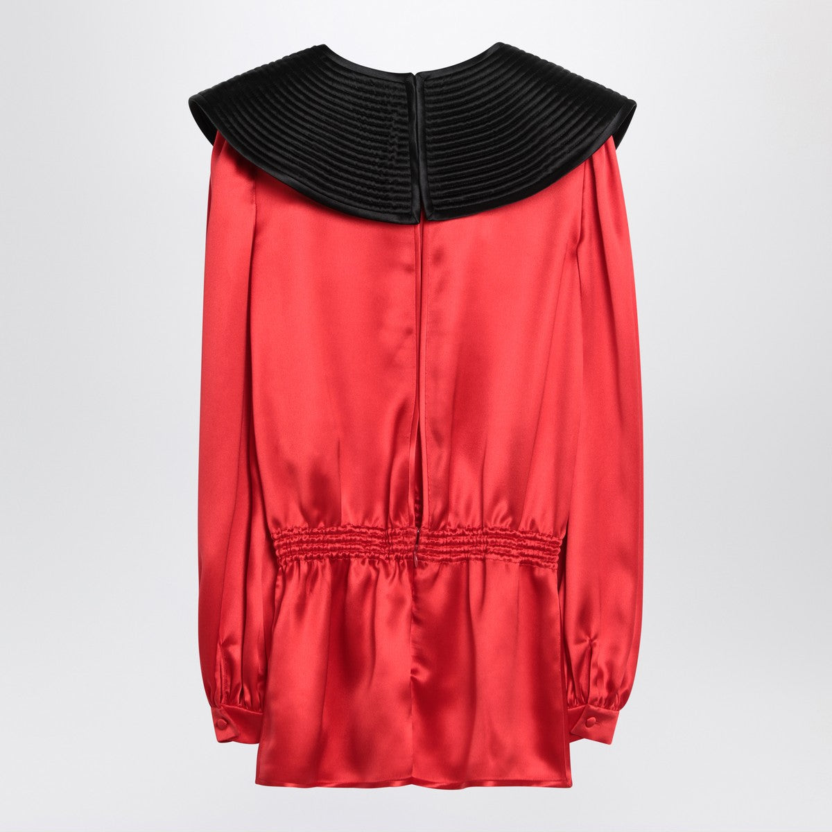 Valentino Red silk blouse with black collar
