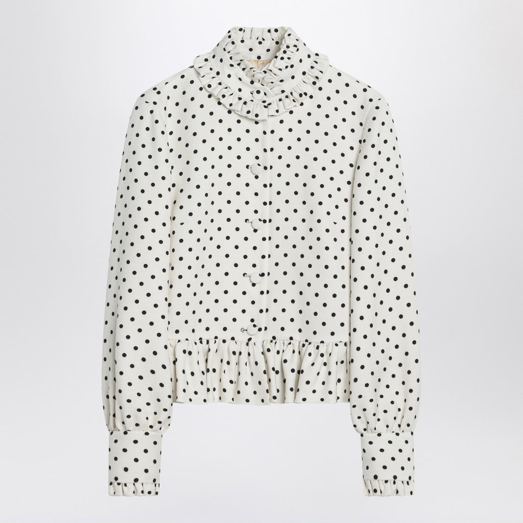 Valentino White single-breasted jacket with black polka dots
