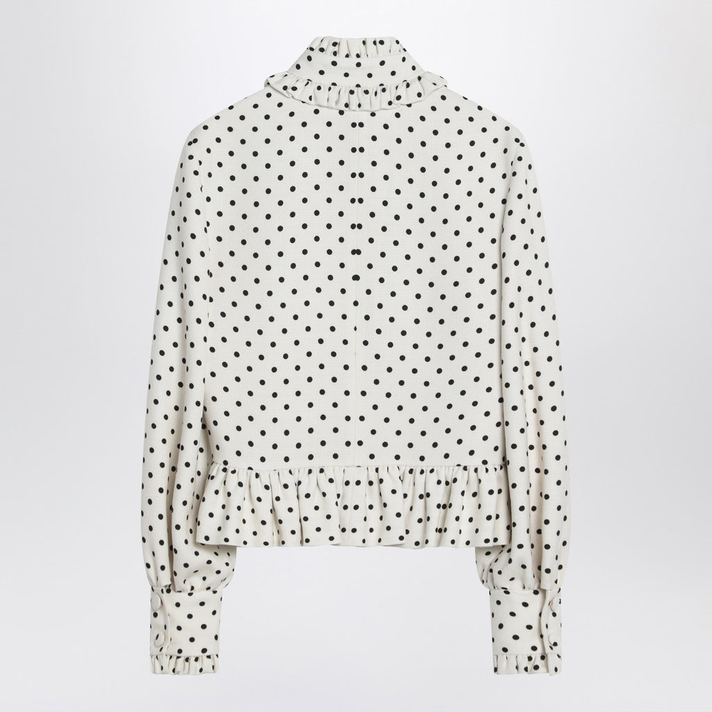 Valentino White single-breasted jacket with black polka dots