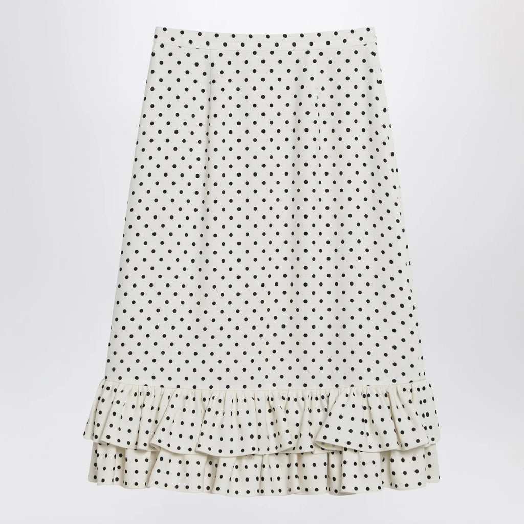 Valentino Ivory polka-dot skirt with ruffles