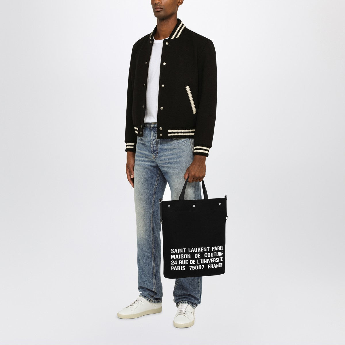 Saint Laurent North/South tote bag in black canvas
