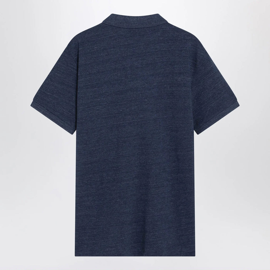 Polo Ralph Lauren Navy mélange cotton Custom Slim-Fit polo shirt