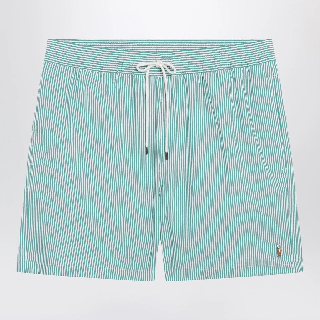 Polo Ralph Lauren Traveler striped white/green seersucker swim shorts