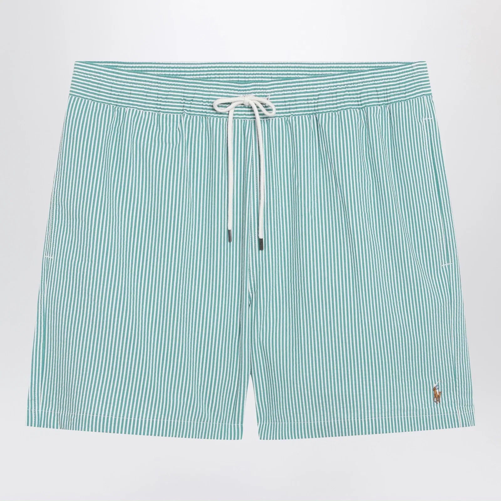 Polo Ralph Lauren Traveler striped white/green seersucker swim shorts