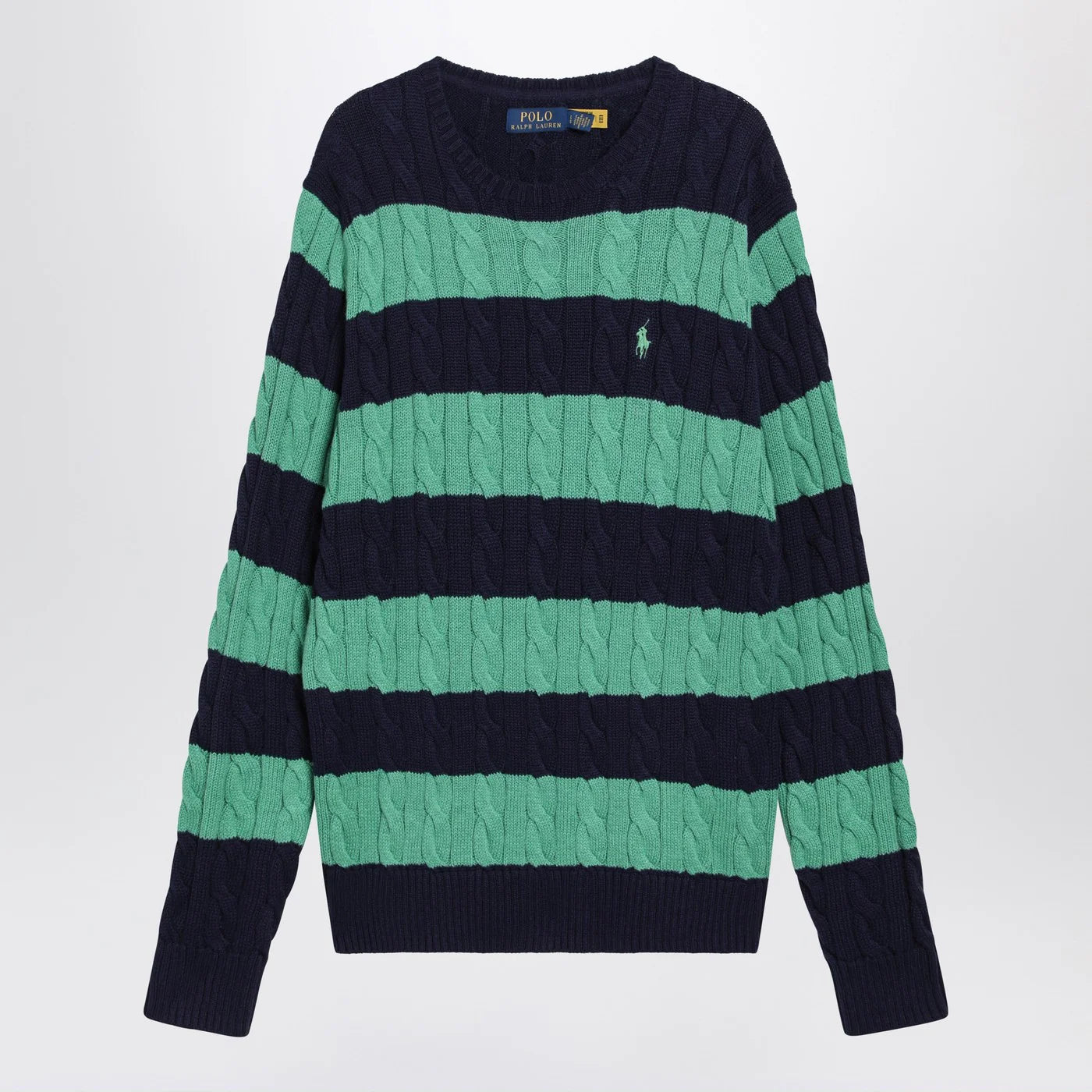 Polo Ralph Lauren Navy blue/green striped cable knit sweater