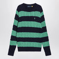 Polo Ralph Lauren Navy blue/green striped cable knit sweater