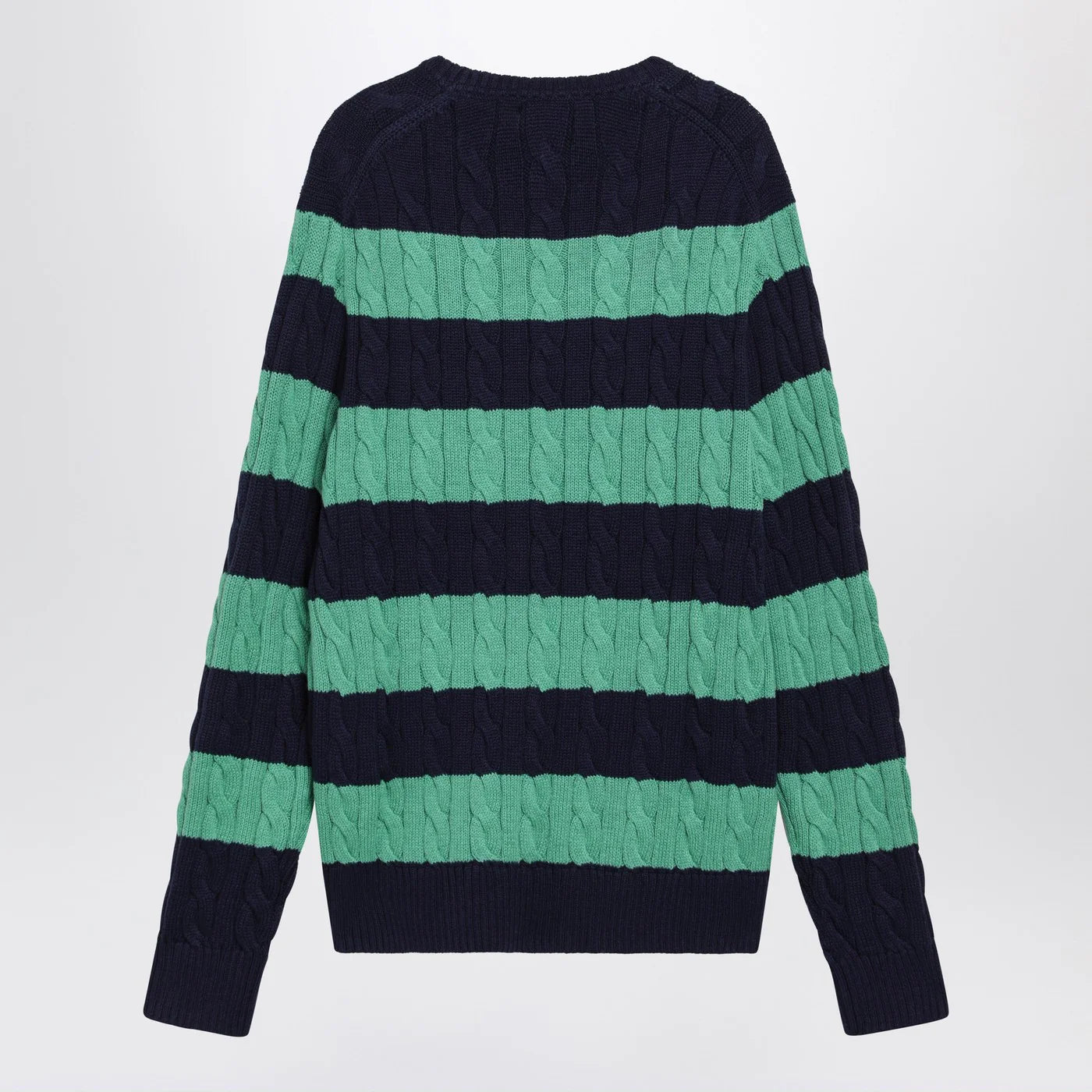 Polo Ralph Lauren Navy blue/green striped cable knit sweater