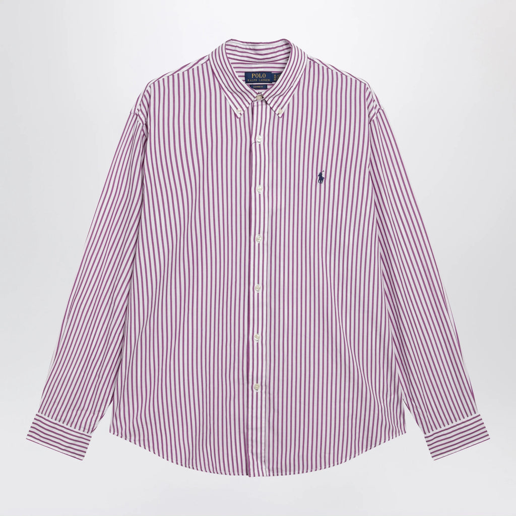 Polo Ralph Lauren White/purple striped Custom-Fit poplin shirt