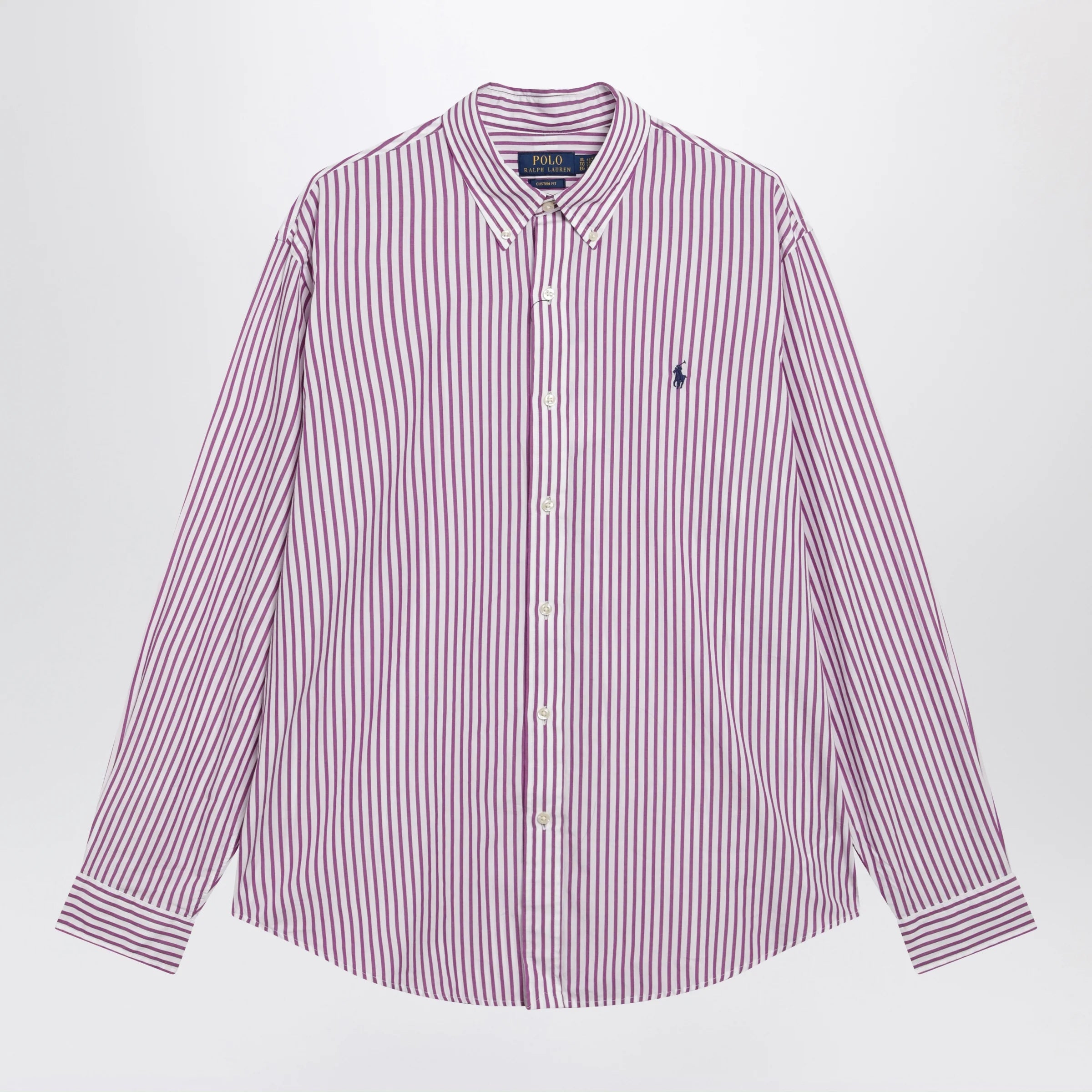 Polo Ralph Lauren White/purple striped Custom-Fit poplin shirt