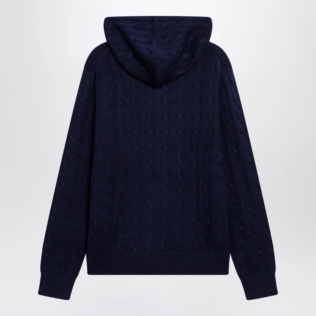 Polo Ralph Lauren Navy blue cotton cable-knit zip-up cardigan