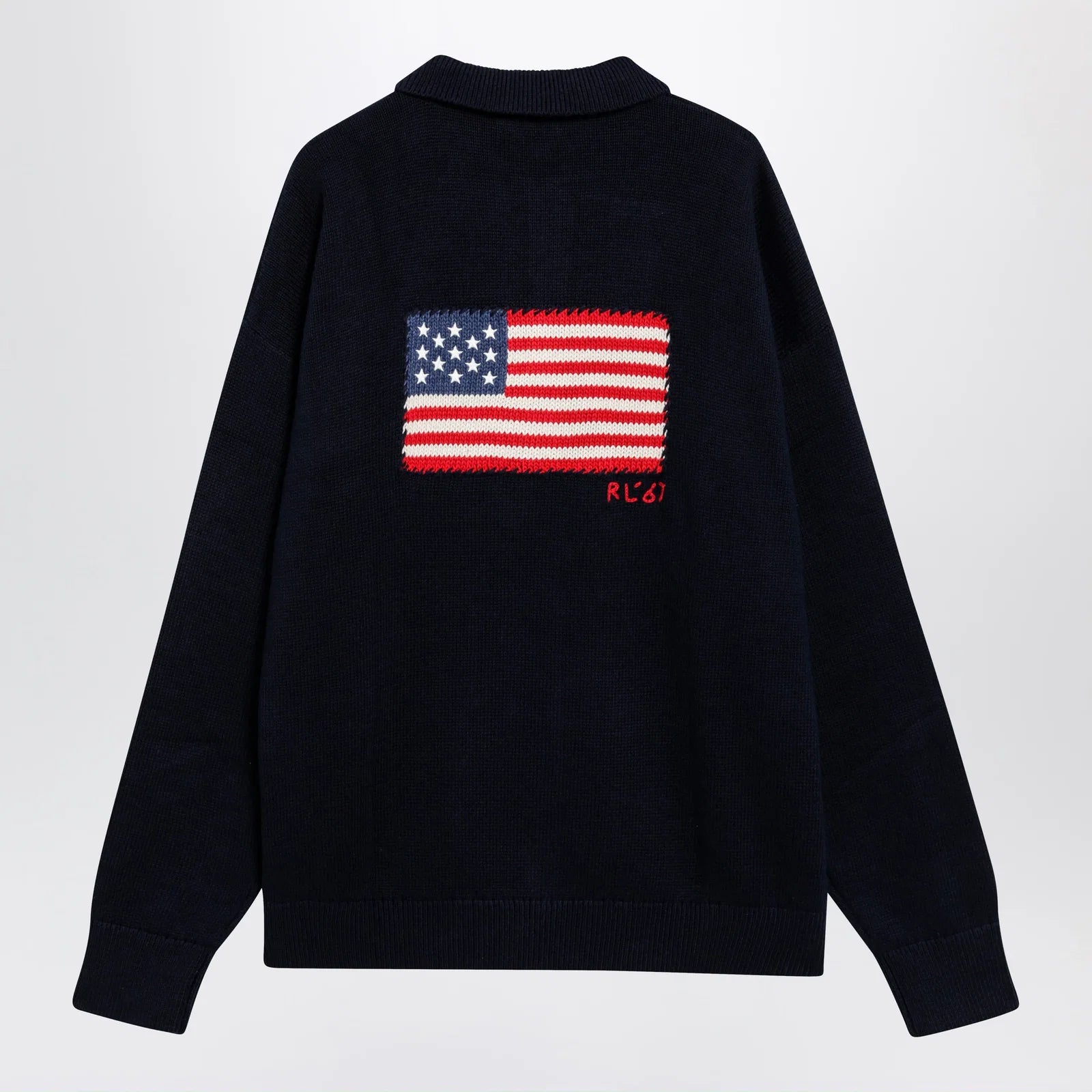 Polo Ralph Lauren Navy blue polo sweater with flag motif