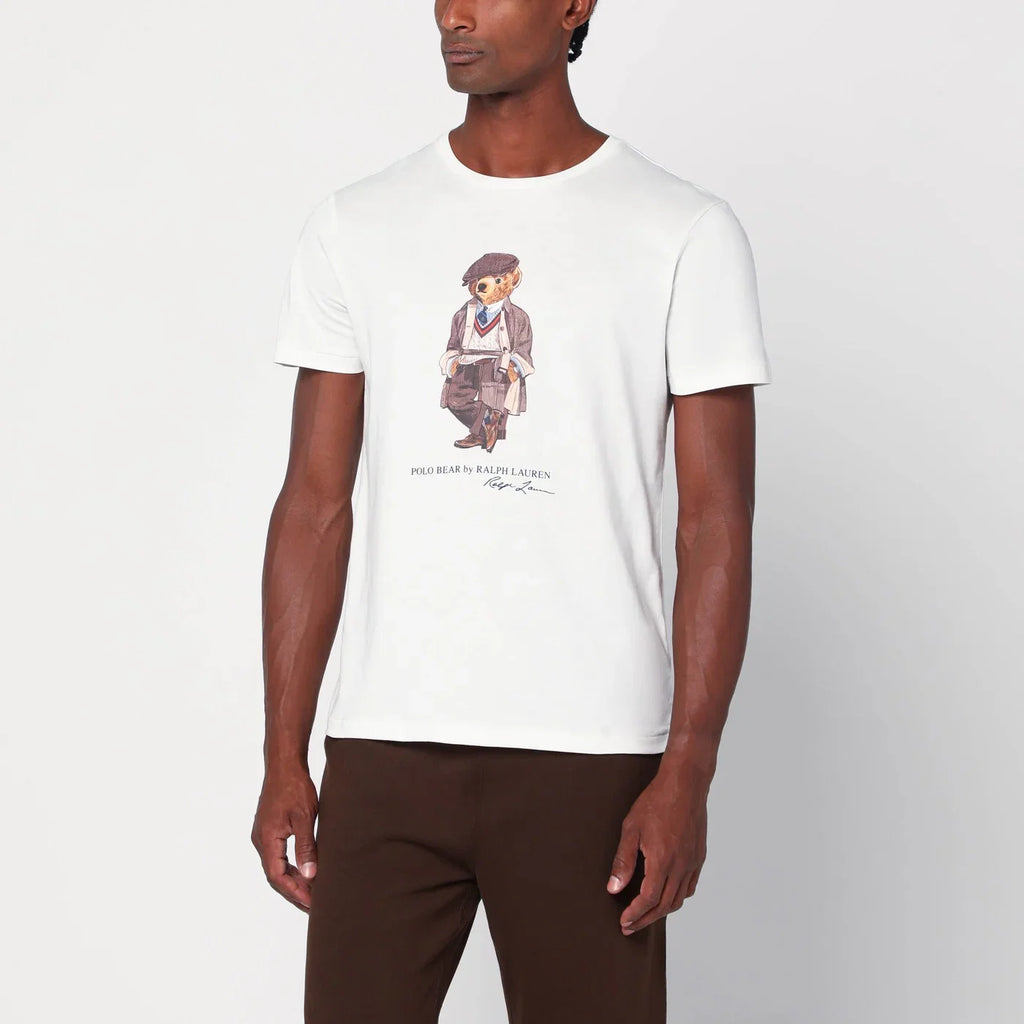 Polo Ralph Lauren White Polo Bear T-shirt Custom Slim-Fit