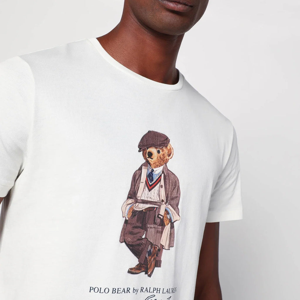 Polo Ralph Lauren White Polo Bear T-shirt Custom Slim-Fit