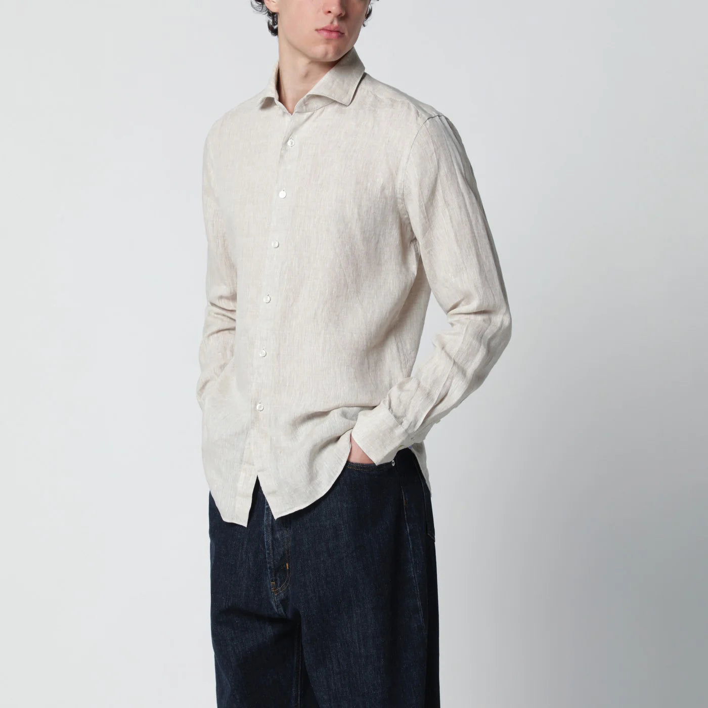 XACUS Tailor Fit linen shirt beige