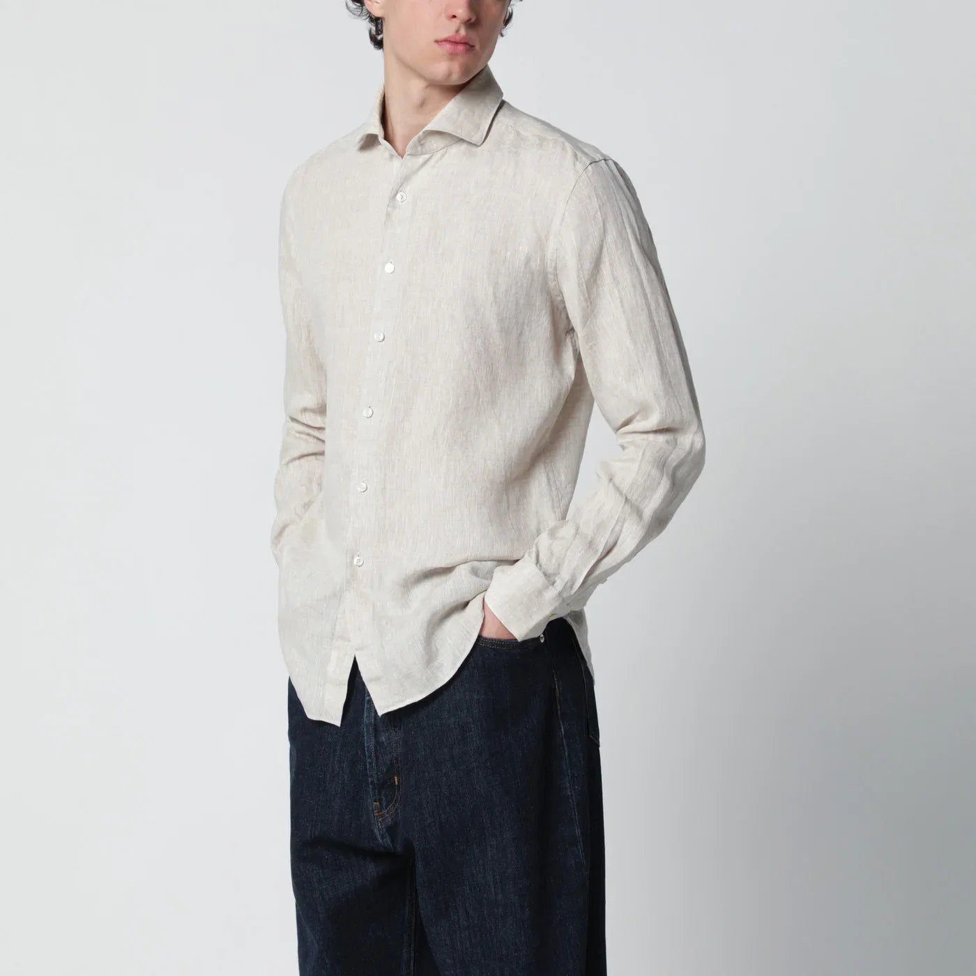 XACUS Tailor Fit linen shirt beige