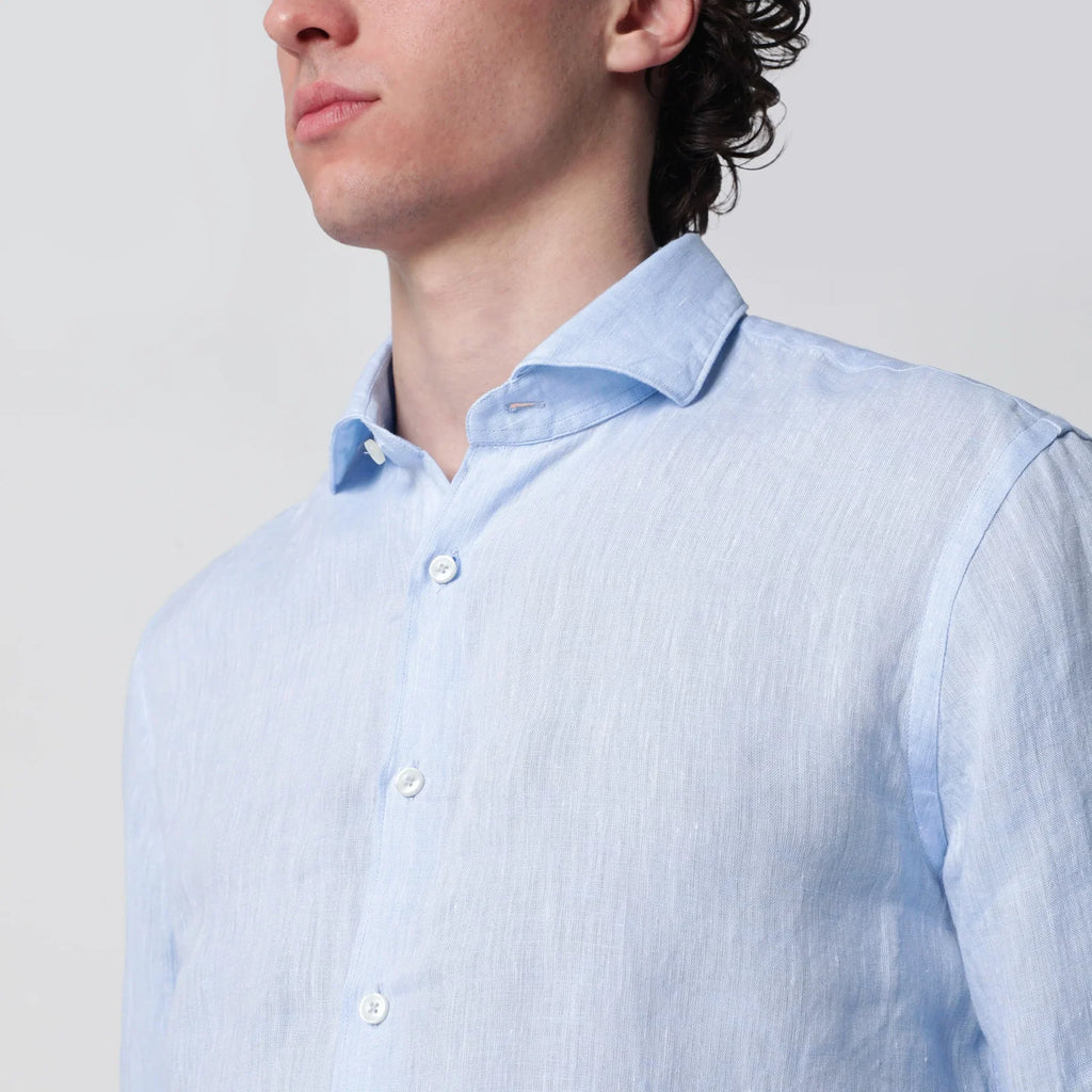 XACUS Light blue Tailor Fit linen shirt